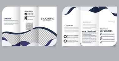 Modern Business Trifold Broşürü Teknoloji ve Pazarlama Şablonu. Düzenlenebilir resim.