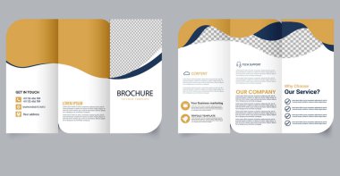 Modern Business Trifold Broşürü Teknoloji ve Pazarlama Şablonu. Düzenlenebilir resim.