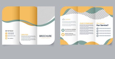 Modern Business Trifold Broşürü Teknoloji ve Pazarlama Şablonu. Düzenlenebilir resim.