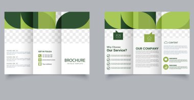 Modern Green Trifold İş veya Eko Şirketi için Broşür Şablonu. Pazarlama Mizanseni. Düzenlenebilir resim.