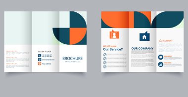 Mavi ve bej geometrik şekilli temiz ve modern üç katlı broşür. İş için mükemmel, şirket markalaşması, finans ya da pazarlama malzemeleri. Profesyonel sunum için metin ve resim yer tutucular ile tam düzenlenebilir yerleşim.