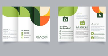 Geometrik Eko Tasarımı ile Modern Trifold Broşür Şablonu. Yeşil İş Modeli.