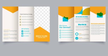 Pazarlama Ajansı Üç Katlı Broşür Planı. Temiz Kalın Tasarım. Vektör grafikleri