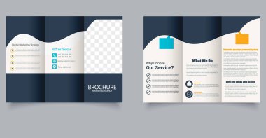 Pazarlama Ajansı Üç Katlı Broşür Planı. Temiz Kalın Tasarım. Vektör grafikleri