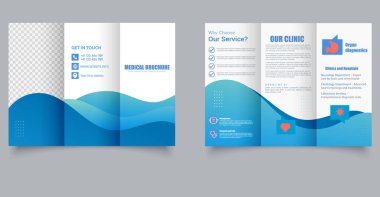Tıbbi TriFold Broşür Şablonu. Vektör İllüstrasyonu. Düzenlenebilir resim.