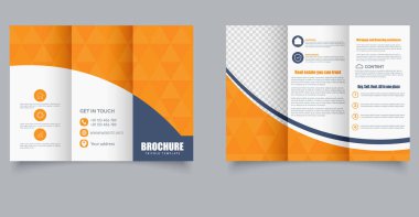 Modern Business Trifold Broşür Şablonu ve Dalga Tasarımı A4 Servisler ve Pazarlama Şirketi Modeli. Düzenlenebilir resim.