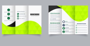 Modern Business Trifold Broşür Şablonu ve Dalga Tasarımı A4 Servisler ve Pazarlama Şirketi Modeli. Düzenlenebilir resim.