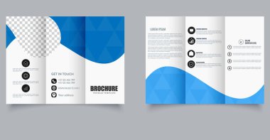 Modern Business Trifold Broşür Şablonu ve Dalga Tasarımı A4 Servisler ve Pazarlama Şirketi Modeli. Düzenlenebilir resim.