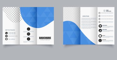 Modern Business Trifold Broşür Şablonu ve Dalga Tasarımı A4 Servisler ve Pazarlama Şirketi Modeli. Düzenlenebilir resim.