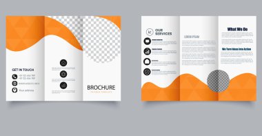 Temiz Kurumsal Üçlü Broşür Minimal Business Flyer Tasarımı A4 Yazdırma. Düzenlenebilir resim.