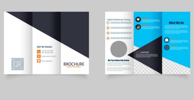 Pazarlama ajansı için üçgen broşür. Modern tarzda bir şirket broşürü. Düzenlenebilir resim. Vektör