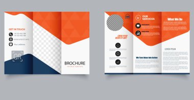 Geometrik Tasarım ile Modern Kurumsal Üçlü Broşür Şablonu. Pazarlama ajansları, kurumsal sunumlar ve iş hizmetleri için ideal. Resim yer tutucular ve düzenlenebilir metin ile tam katmanlı ve özelleştirilmesi kolay.