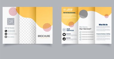 Geometrik Tasarım ile Modern Kurumsal Üçlü Broşür Şablonu. Düzenlenebilir resim.