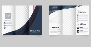 Wave Lines Corporate Dijital İş Şablonu ile Koyu Mavi Üçlü Broşür. Şirket, finans, danışmanlık veya dijital hizmet şirketleri için mükemmel.