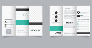 Minimalist tarzda üç katlı broşür. Pazarlama ajansı için. Düzenlenebilir resim.