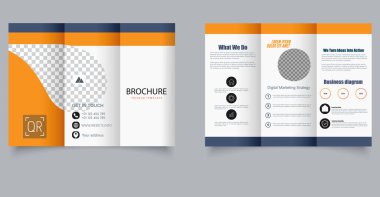 Pazarlama ya da İş Tanıtımı için Üç Katlı Şirket Broşürü. Dijital pazarlama, kurumsal sunumlar ve iş tanıtımı, resimler ve bilgi grafikleri için temiz bir düzen ideal.