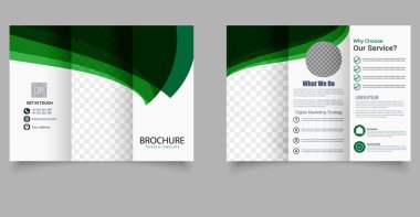 Üç katlı dalga broşürü. Mavi ve beyaz broşür. Tasarım ve baskı için. Düzenlenebilir resim. Üç Katlı Yazdırma Broşürü Hazırlama Şablonu. Profesyonel Düzen.