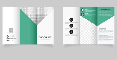 Trifold Broşür Şablonu ve Dalga Tasarımı. Yumuşak dalgalı üç katlı modern şirket broşürü tasarımı