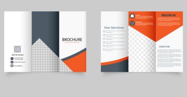 Trifold Broşür Şablonu ve Dalga Tasarımı. Yumuşak dalgalı üç katlı modern şirket broşürü tasarımı