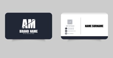 İş kartı şablonu. Yaratıcı, modern, temiz, çift taraflı şirket kartı şablonu, kişisel kartvizit, vektör illüstrasyonu, profesyonel basit kimlik kartı. Ayarlaması kolay ve yazdırmaya hazır.