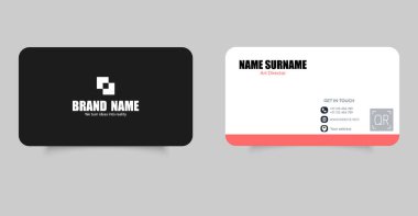 İş kartı şablonu. Yaratıcı, modern, temiz, çift taraflı şirket kartviziti şablonu, kişisel kartvizit, vektör illüstrasyonu, profesyonel basit kimlik kartı.