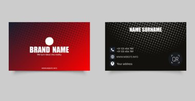 Modern Minimalist İş Kartı Şablonu. Düzenlenebilir adı, başlığı, iletişim bilgilerine, web sitesine sahip ön ve arka tarafları içerir.