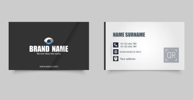 Modern Minimalist İş Kartı Şablonu. Düzenlenebilir adı, başlığı, iletişim bilgilerine, web sitesine sahip ön ve arka tarafları içerir.