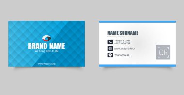 Modern Minimalist İş Kartı Şablonu. Düzenlenebilir adı, başlığı, iletişim bilgilerine, web sitesine sahip ön ve arka tarafları içerir.