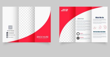 Red Trifold Broşür Şablonu Pazarlama ya da İş Hizmetleri Tasarımı. Düzenlenebilir resim.