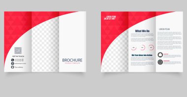 Red Trifold Broşür Şablonu Pazarlama ya da İş Hizmetleri Tasarımı. Düzenlenebilir resim.