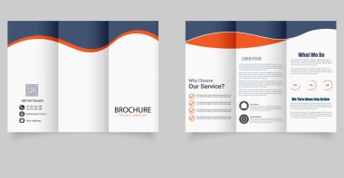 Tasarımda dalga olan üç katlı broşür. Vektör grafikleri. Profesyonel modern iş şablonu