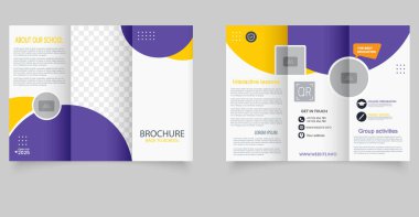 Modern Okul Broşürü - Okul Eğitimine Dönüş Tasarımı. Okullar veya eğitim kurumları için yaratıcı üç katlı broşür.