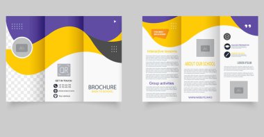 Modern Okul Broşürü. Eğitimsel Tanıtım için Okul Üçlü Tasarımı 'na dönüyoruz. Okullar, kurumlar ve eğitim pazarlama kampanyaları için mükemmel.