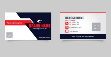Kırmızı ve Deniz Aksanlı Modern Kurumsal İş Kartı Şablonu. Vektör grafikleri.