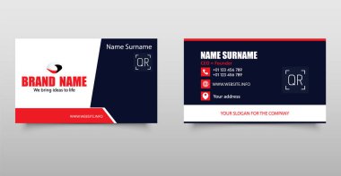 Kırmızı ve Deniz Aksanlı Modern Kurumsal İş Kartı Şablonu. Vektör grafikleri.