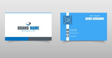 Mavi kartvizit şablonu, kartvizit tasarımı, modern, ziyaretçi kartı. Vektör grafikleri.