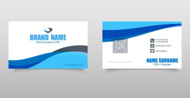 Dalgalı kartvizit. İletişim bilgileriyle. Şirket, dijital ve başlangıç kullanımı için ideal