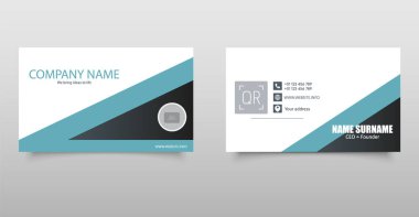 Minimalist iş kartı şablonu. Siyah ve Mavi Şirket Tasarımı. Profesyonel marka ve kurumsal kimlik için ideal..