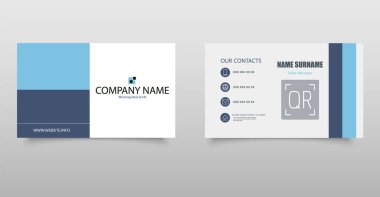 Mavi ve beyaz geometrik kartvizit. Düzenlenebilir dosya