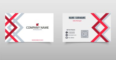 Modern İşletme Kartı Şablonu Kırmızı ve Gri Geometrik Tasarım. Şirket markası, kişisel kimlik ya da satış uzmanları için idealdir..
