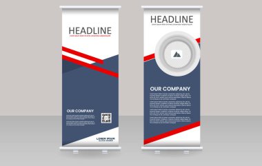 Kurumsal İş Etkinlikleri için Modern Dikey Yuvarlanma Sancak Şablonu. Şirket sunumları, kurumsal promosyonlar, iş fuarları veya ürün tanıtımları için ideal.