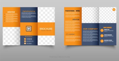 Üç katlı şirket broşürü, üç katlı. Basit ve minimalist promosyon düzeni. Düzenlenebilir dosya