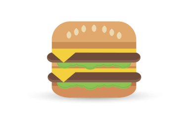 Çocuk menüsü tasarımı için düz stil hamburger. Düzenlenebilir dosya