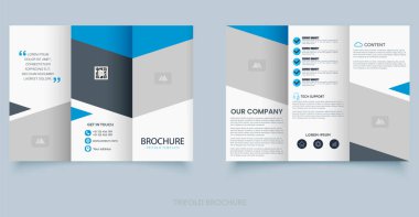 Trifold Broşür Şablonu. Katlanmış el ilanı ya da broşür gibi yaratıcı bir kavram. Düzenlenebilir dosya