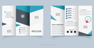 Fotoğraflı üç katlı şirket broşürü. Özel kliniklerin, seyahat acentelerinin, bilişim şirketlerinin broşürleri için ideal. Düzenlenebilir dosya