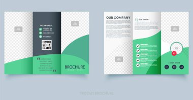 Şirket üç katlı broşür. Modern, yaratıcı ve profesyonel üçlü katlama vektör tasarımı. Düzenlenebilir dosya