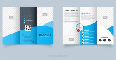 Şirket üç katlı broşür. Modern, yaratıcı ve profesyonel üçlü katlama vektör tasarımı. Düzenlenebilir dosya