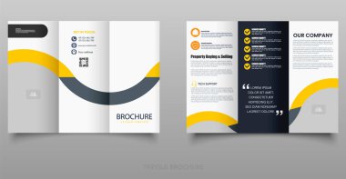 Şirket tasarımı için üç katlı basit bir broşür. Eğitim ve öğrenciler için ideal.