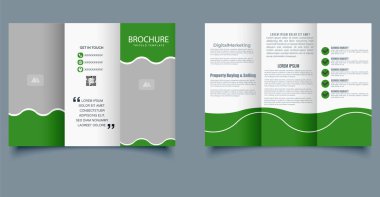 Yeşil üç katlı broşür. Düzenlenebilir dosya.