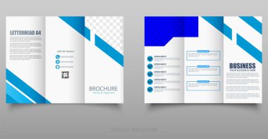Mavi Üçlü Broşür. Şirket işleri için yaratıcı ve profesyonel üç katlı broşür tasarımı